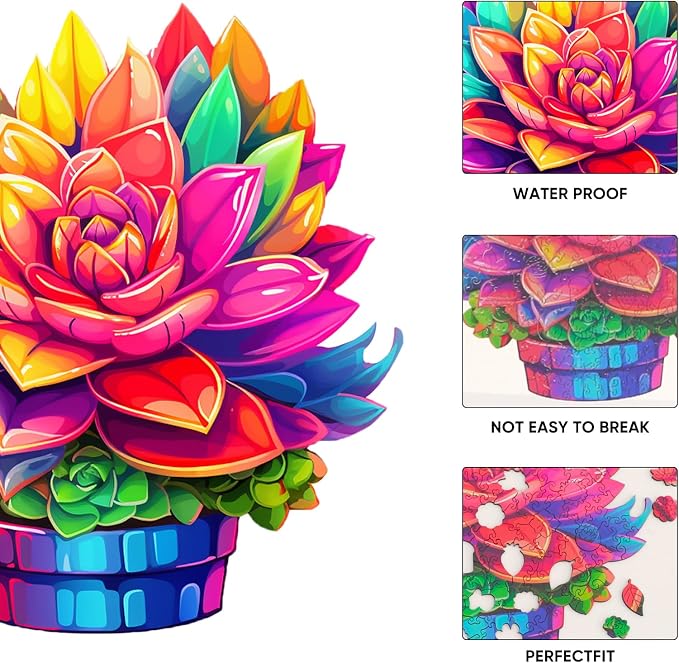 Wooden Puzzles Colorful Flower 500pcs King Size 16.9'' x 16.2'', Luxurious - Image 5