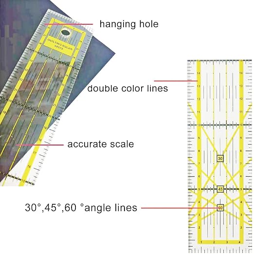 Quilting Rulers, 7 Piece Acrylic Ruler, Sewing & Quilting Templates - Image 5