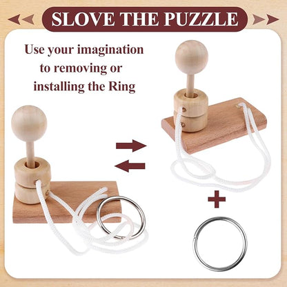 10 PCS Wooden Rope Puzzle Set Brain Teasers Puzzles Mind Toys - Image 3