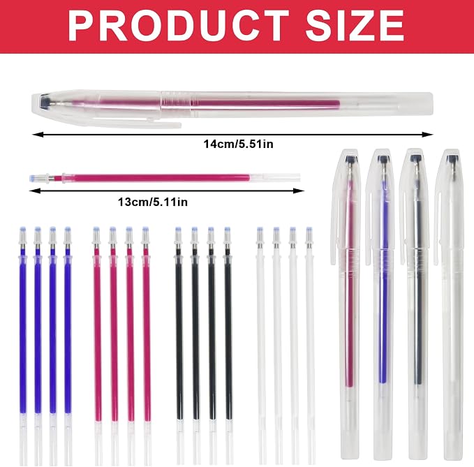 20 Pcs Heat Erasable Pens for Fabric 4 Colors Heat Erasable Fabric Marking Pens - Image 2