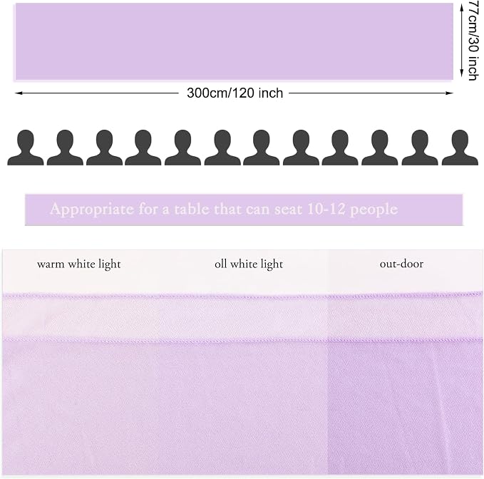 2 Packs Lavender Chiffon Table Runner 30 x 120 Inches Romantic Sheer Fabric - Image 5