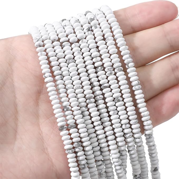 Natural White Howlite Disk Stone Beads 4x2mm 160pcs Rondelle Loose Semi - Image 2
