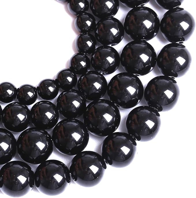 10MM Natural Black Agate Gemstone Beads Round Loose Stone Beads - Image 2