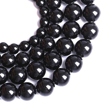 10MM Natural Black Agate Gemstone Beads Round Loose Stone Beads - Image 2