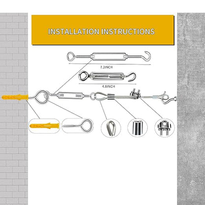 Wire Rope Kit, 165FT 1/8" Vinyl Coated Stainless Steel Wire, Turnbuckles - Image 4