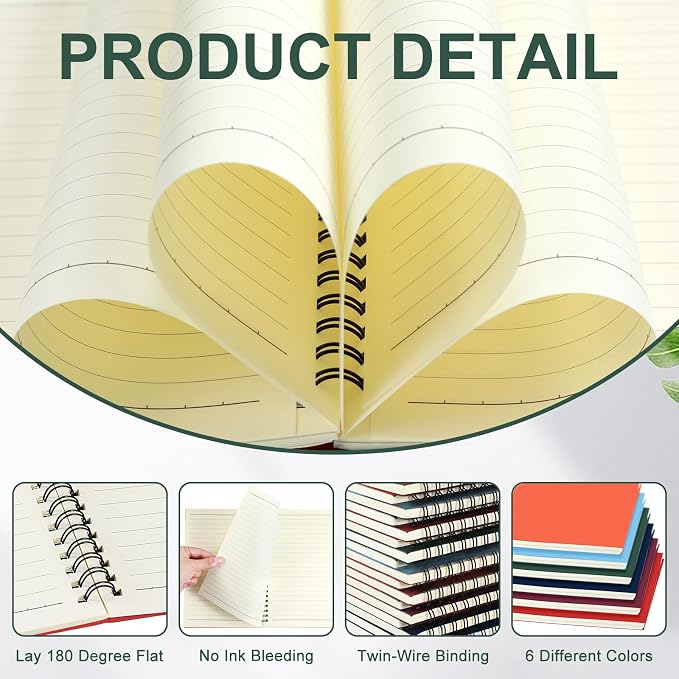 Yahenda Spiral Notebook Bulk A5 College Ruled Journals Notebooks Lined 8.3 x - Image 4