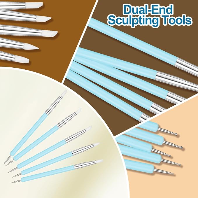 Amrules 10Pcs Clay Sculpting Tools, Practical Dual-End Rubber Pens and Dotting - Image 3