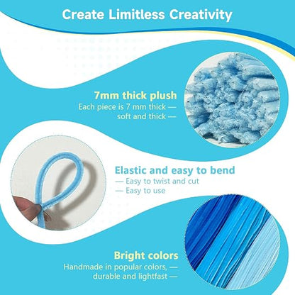Pipe Cleaners Craft 500PCS 5 Colors Blue Pipe Cleaners Bulk 30CM Limpia Pipas - Image 3