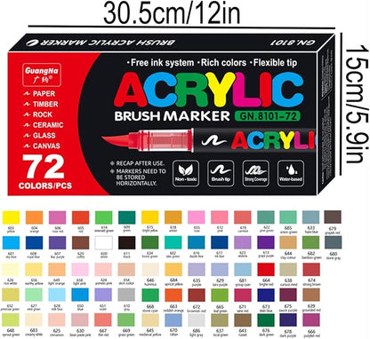 Acrylic Paint Markers Pens, 72 Vivid Colors Acrylic Markers Set, Direct Liquid - Image 2