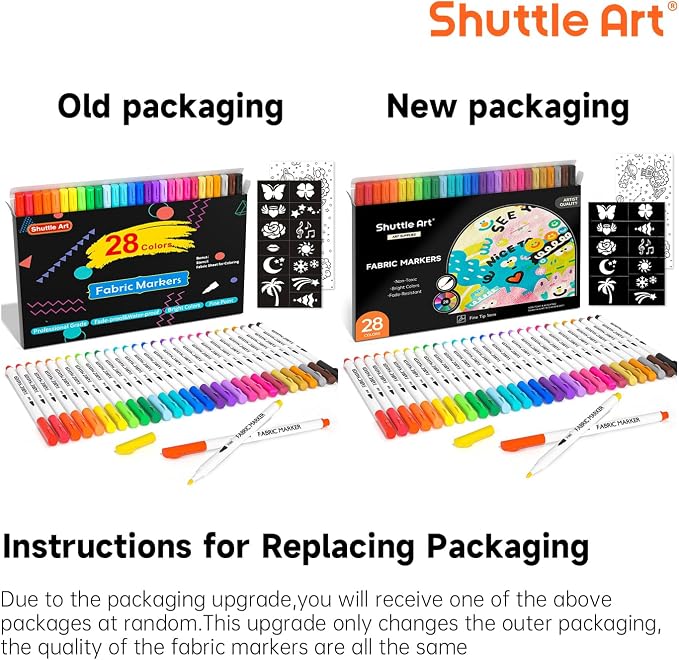 Shuttle Art 28 Colors Fabric Markers, Shirt Permanent Markers - Image 8