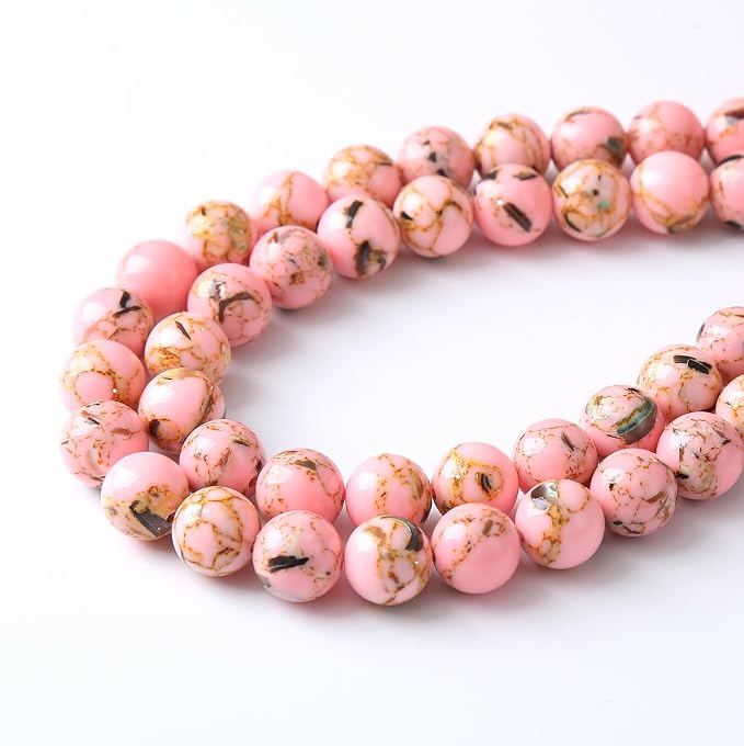 36PCS 10MM Natural Pink Shell Turquoise Beads - Image 4