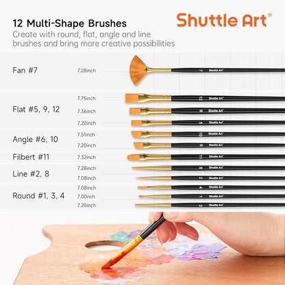 72 Pack Acrylic Paint Set, Shuttle Art 60 Colors Acrylic Paint Including Extra - Image 7