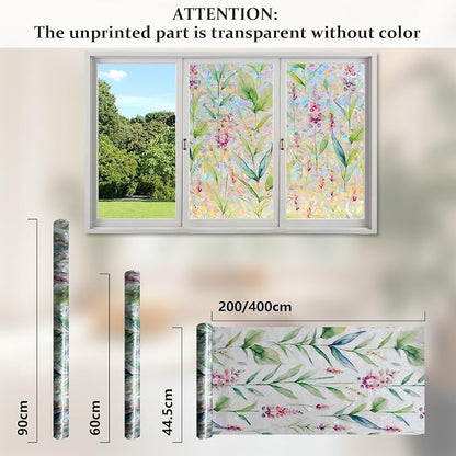 Donox Decorative Window Privacy Film, 3D Floral Stained Glass Window Film - Image 8