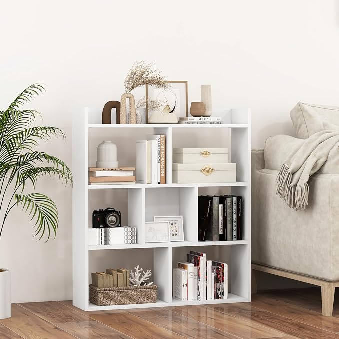 Giantex 7 Cube Bookshelf of 2, Free-Standing Wooden Bookcase, 4 Tier Home - Image 9