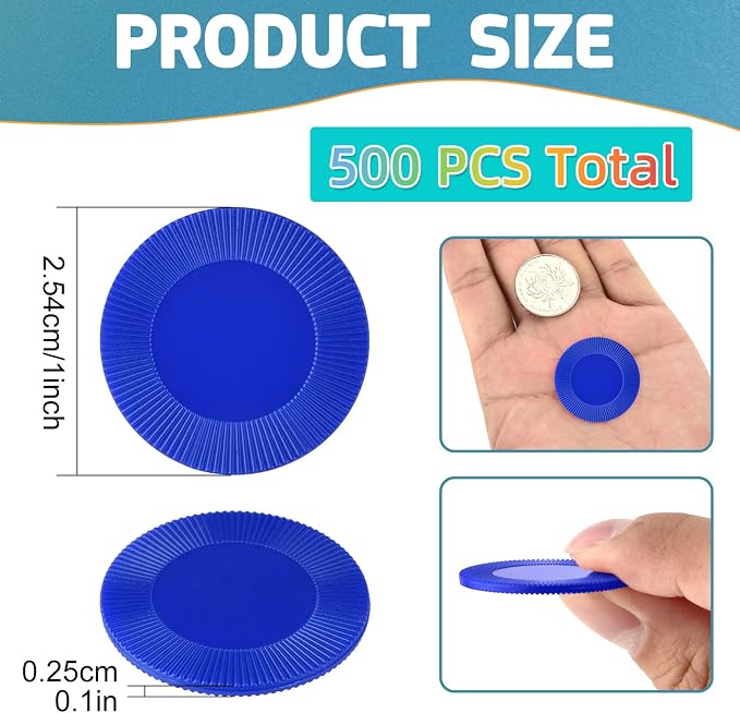 Coopay 500 Pieces Plastic Poker Chips, 1 Inch Bingo Chips Bulk Learning - Image 2