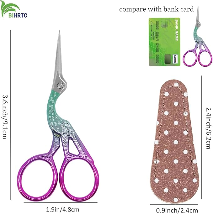 BIHRTC 3.6 Inch Small Crane Precision Detail Scissors Protective Leather Cover - Image 2