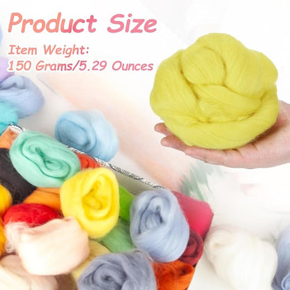 PATIKIL Wool Roving Yarn, 150G/5.3OZ Soft Felting Wool Pure Chunky Roving Yarn - Image 2
