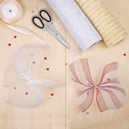 Anivia Deco Mesh Ribbon, 10inch x 30 Feet Each Roll Metallic Foil Mesh Ribbon - Image 4