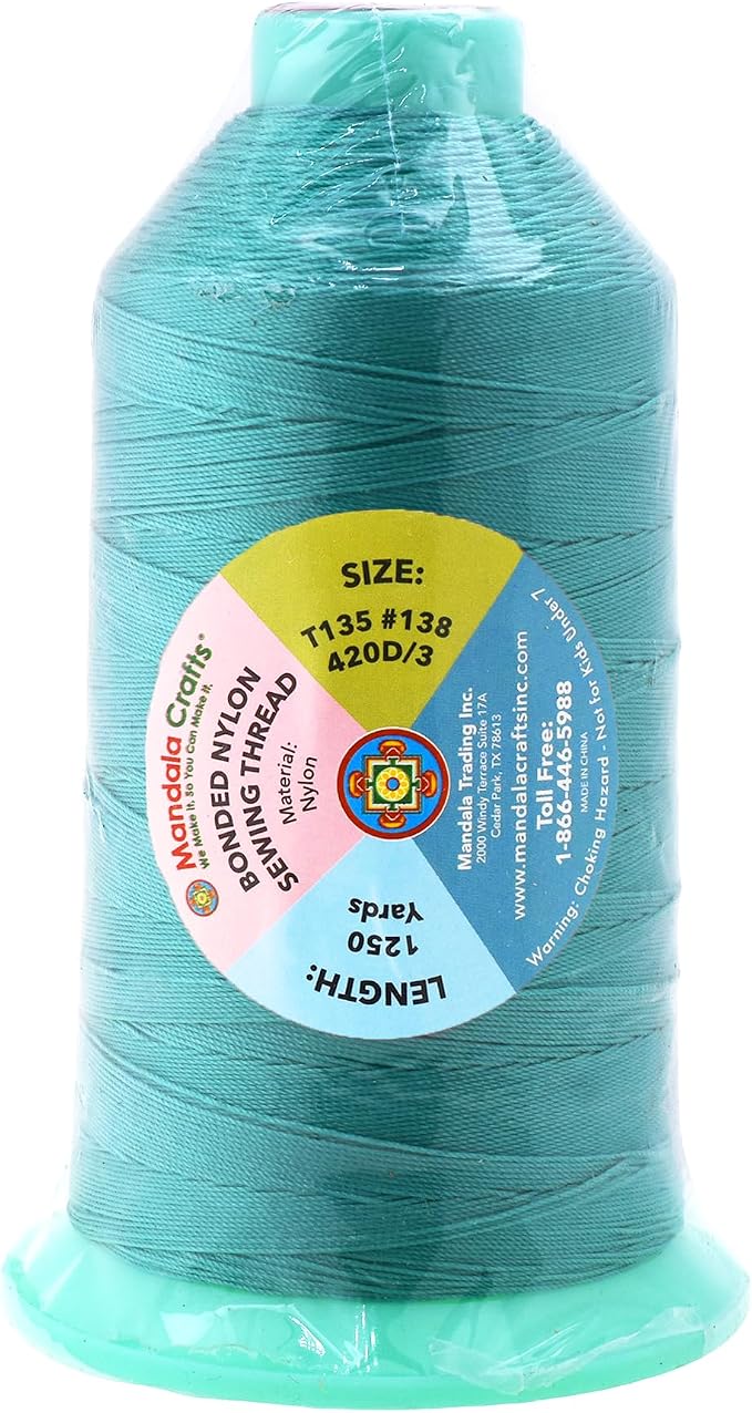 Mandala Crafts Bonded Nylon Thread Turquoise Heavy Duty Sewing Threads - Image 3