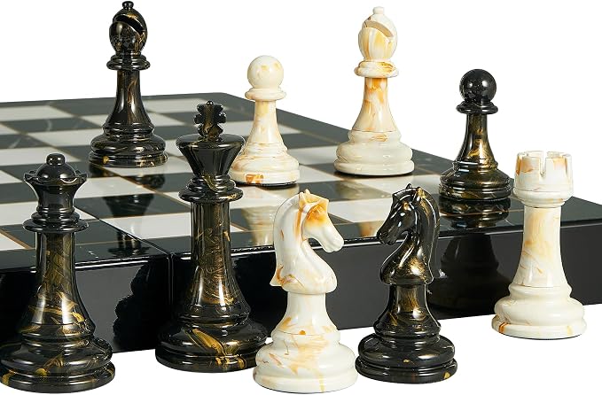 15" Large Chess Set for Adults- Weighted Acrylic Pieces Including Extra 2 Queens - Image 5