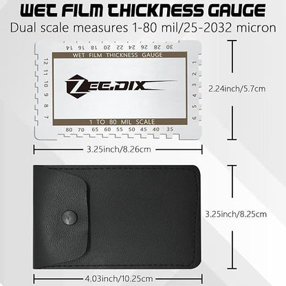ZeeDix Stainless Steel Metal Wet Film Thickness Gauge Comb, 1-80 Mil Scale - Image 2