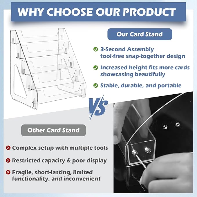 2 Pack Upgraded 5 Tier Acrylic Card Display Stand, Sports Cards, Stickers & - Image 4