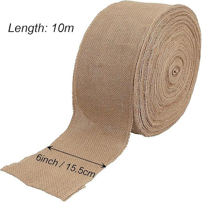 KINJOEK 6 Inch Wide 11 Yards Burlap Ribbon, Natural Jute Fabric Ribbon Crafts - Image 2