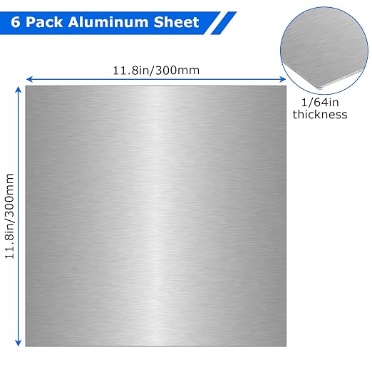 6 Pack 5052 Aluminum Sheet Metal 12 x 12 x 1/64 Inch Thin Flat Plain Aluminum - Image 2