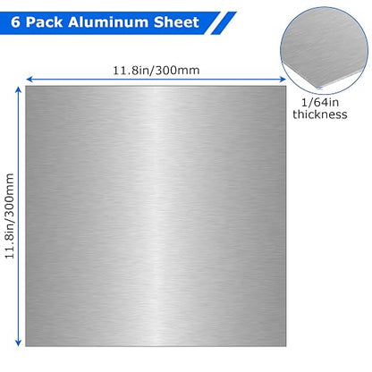 6 Pack 5052 Aluminum Sheet Metal 12 x 12 x 1/64 Inch Thin Flat Plain Aluminum - Image 2