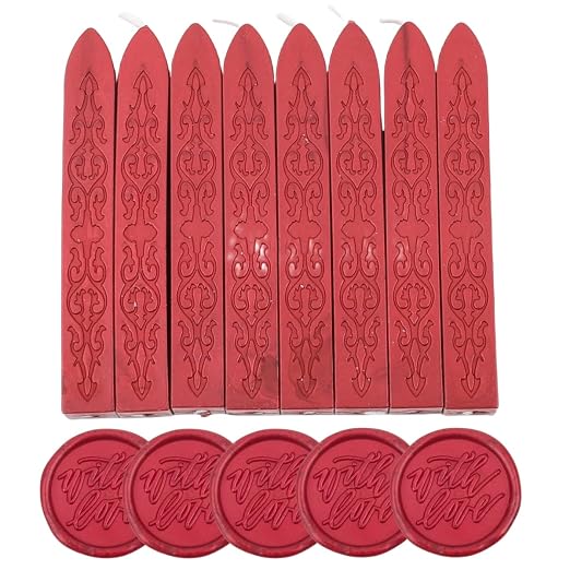 8Pcs Sealing Wax Sticks with Wicks, Wine Red Waxs Seal Stick Great - Image 7