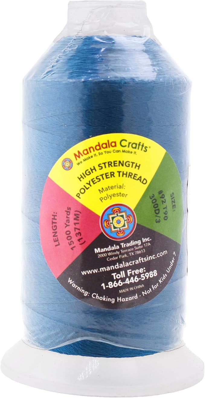 Mandala Crafts Airforce Blue Heavy Duty Thread -1500 Yds Tex 90 Thread - Image 3