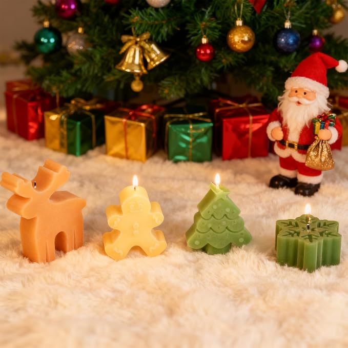 4 Pack Christmas Candle Molds, Moldes para Velas De Navidad Resin Christmas - Image 4