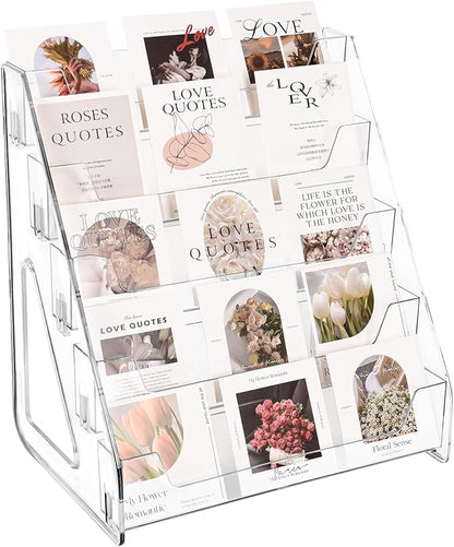 Upgraded 5 Tier Acrylic Card Display Stand, Sports Cards, Stickers & Brochures by Unknown