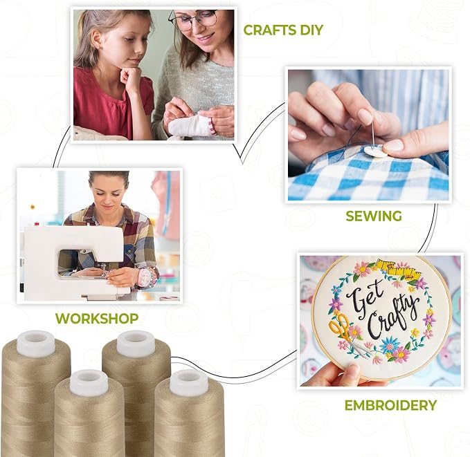 Serger Thread 4 Cones 3000 Yards Each Spool All Purpose Polyester Thread 40S/2 - Image 8
