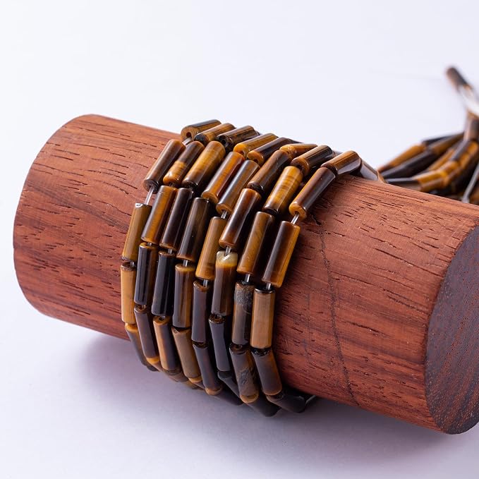 Natural Yellow Tiger Eye Cylinder Tube Beads 4x13mm 38cm/str Loose Semi - Image 5