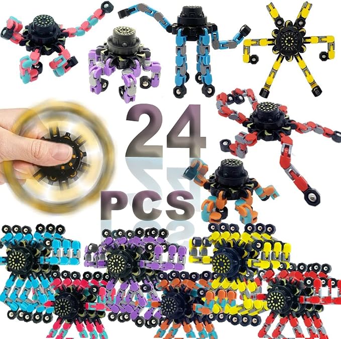 24PCS Fingertip Gyro Fingertip Mechanical Top DIY Deformation Robot Metal by ShineWorld