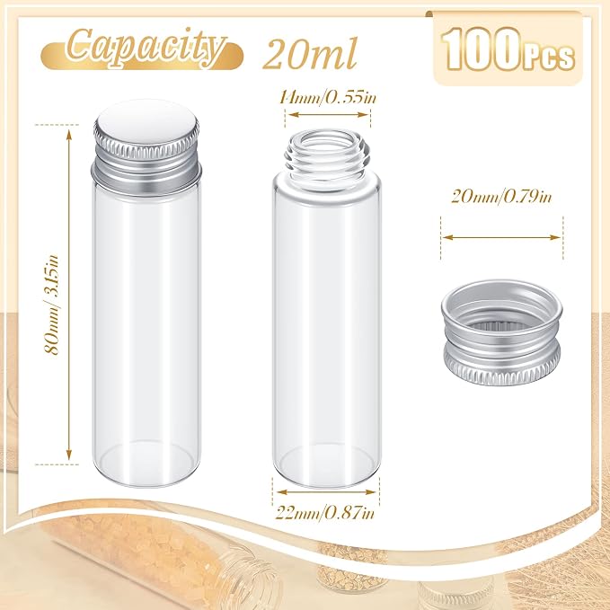 100 Pcs Small Clear Vials Spice Mini Jars - Image 2