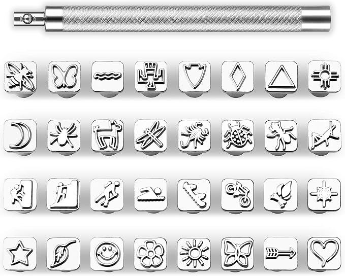 33 PCS Leather Stamping Tool Set, Quality Craft Tool Stamp Set by Qmnnma