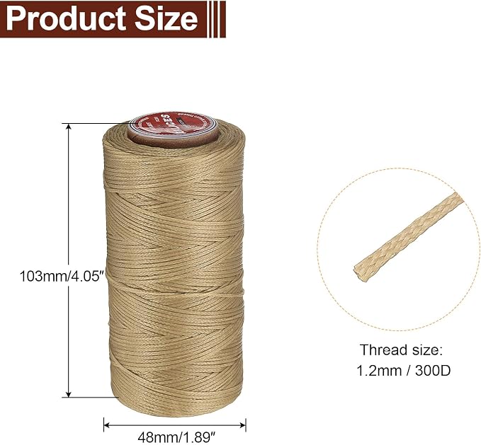 uxcell Flat Leather Sewing Waxed Thread, 140m / 153 Yards Polyester Wax String - Image 2