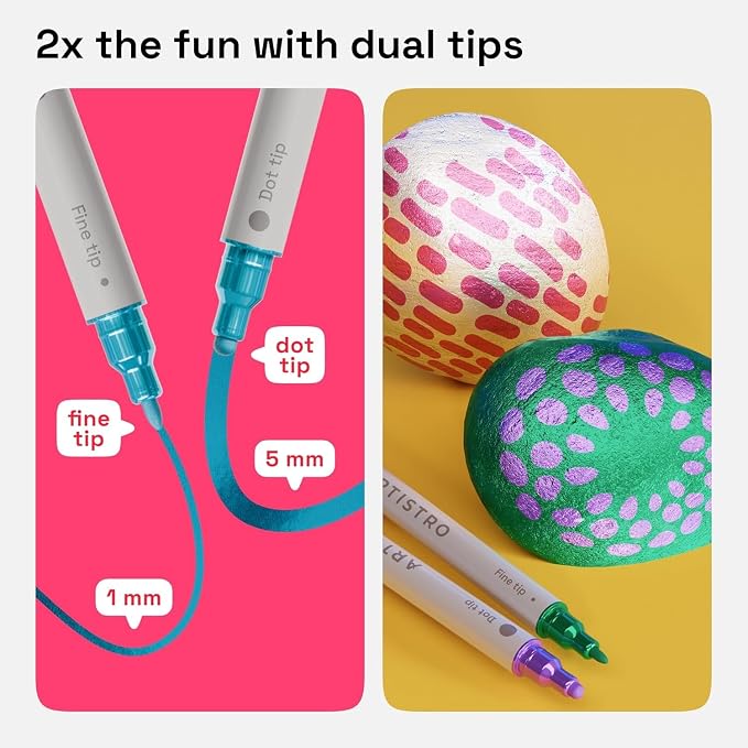 ARTISTRO 24 Metallic Dual-Tip Acrylic Paint Markers - Image 2