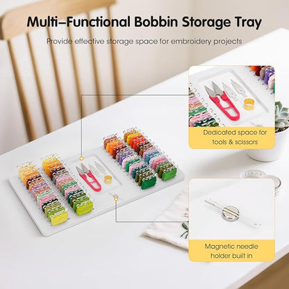 3mm Embroidery Floss Storage Organizer, 52-Slot Bobbin & Tools Tray - Image 4