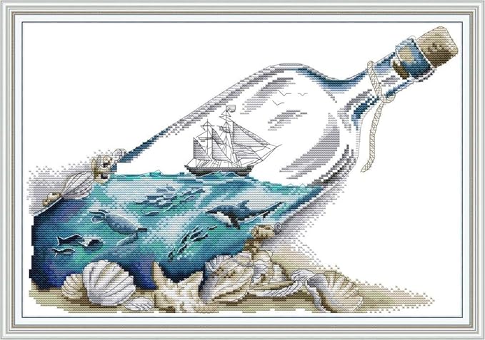 Stitchmelody 14CT Counted Cross Stitch Kits, DMC Unprinted Pattern Embroidery by Stitchmelody
