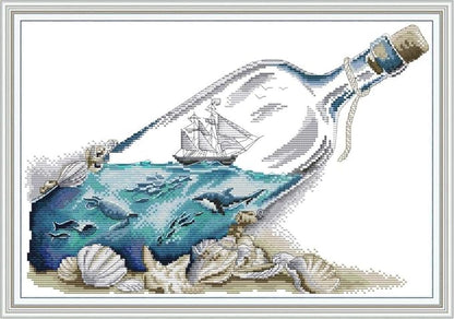 Stitchmelody 14CT Counted Cross Stitch Kits, DMC Unprinted Pattern Embroidery by Stitchmelody