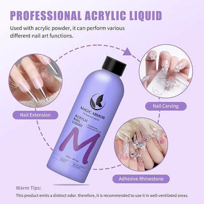 2 Pack 8FL.OZ Acrylic Liquid Monomer, Professional EMA Acrylic Nail Liquid - Image 2