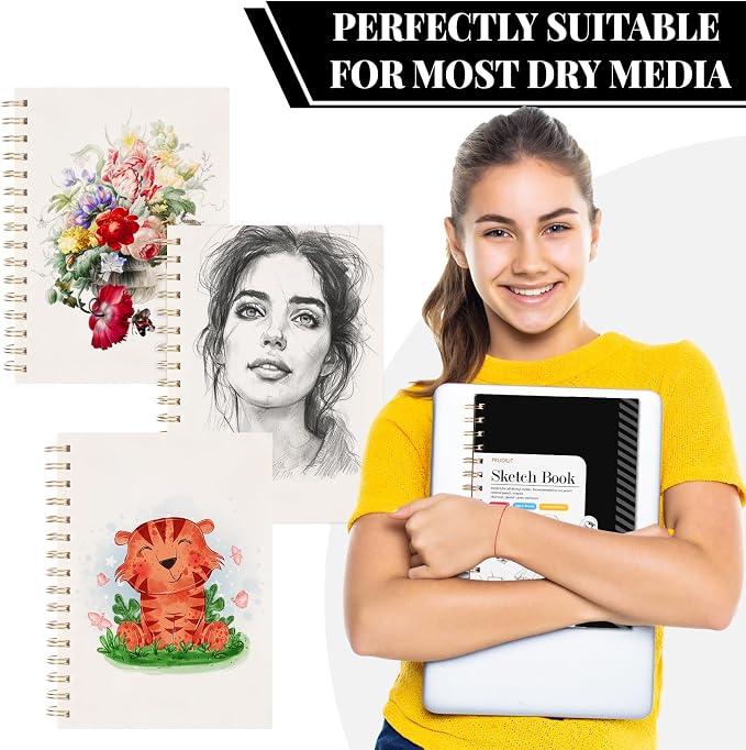 Sketch Book with 12 Color Pencil Set, 90 Sheets Spiral Sketchbook - Image 6