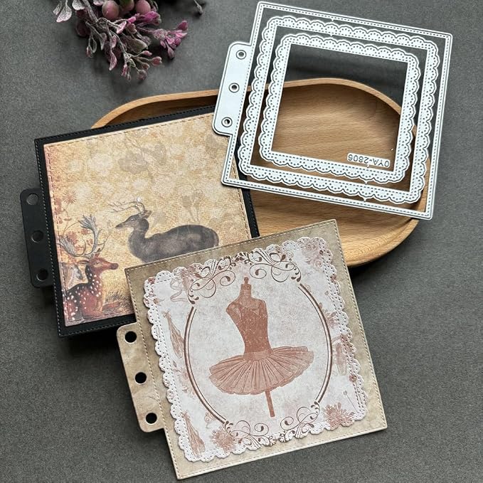 Square Lace Loose-Leaf Cutting Dies, Backgrounds Frame Die Cuts Metal Stencils - Image 3
