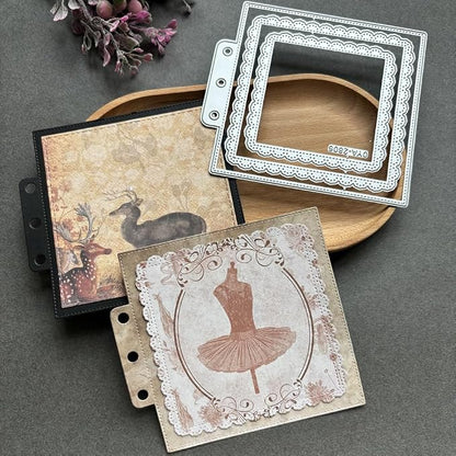 Square Lace Loose-Leaf Cutting Dies, Backgrounds Frame Die Cuts Metal Stencils - Image 3