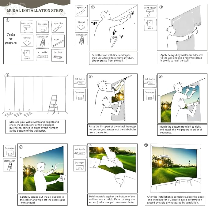 AFZEVEB-Green Golf Course Landscape Wallpaper Wall murals - Image 6