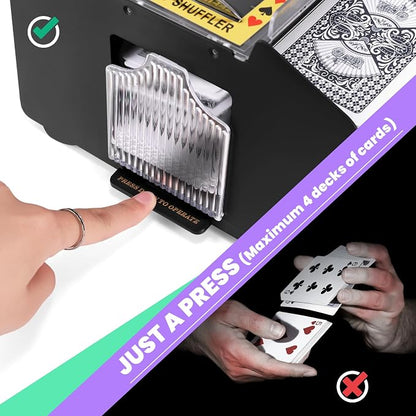 Card Shuffler 4 Deck Automatic, USB-Power & Battery-Operated Electric Shuffler - Image 4
