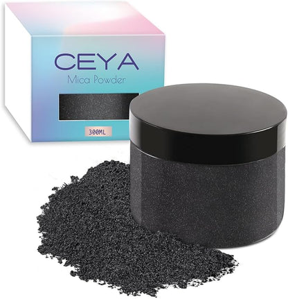 Ceya Mica Powder, 5.3oz/ 150g Black Pearlescent Effect Colorant Pigment Powder by CEYA